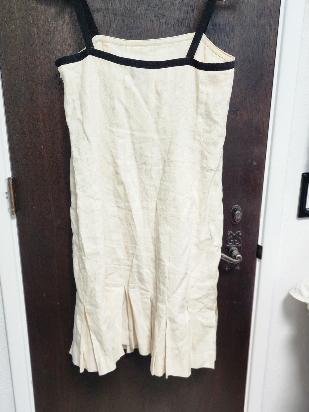 Lauren Ralph Lauren 100% Linen Grosgrain Ribbon Contrast Trim Trumpet Dress 6 - Picture 4 of 9